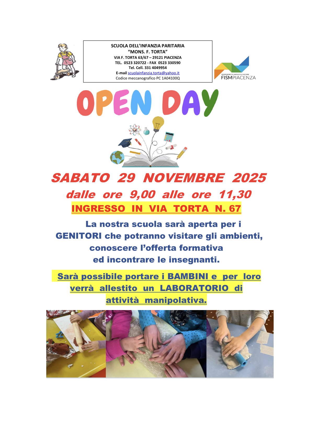 OPEN DAY SCUOLA DELL’INFANZIA “MONS. F. TORTA”