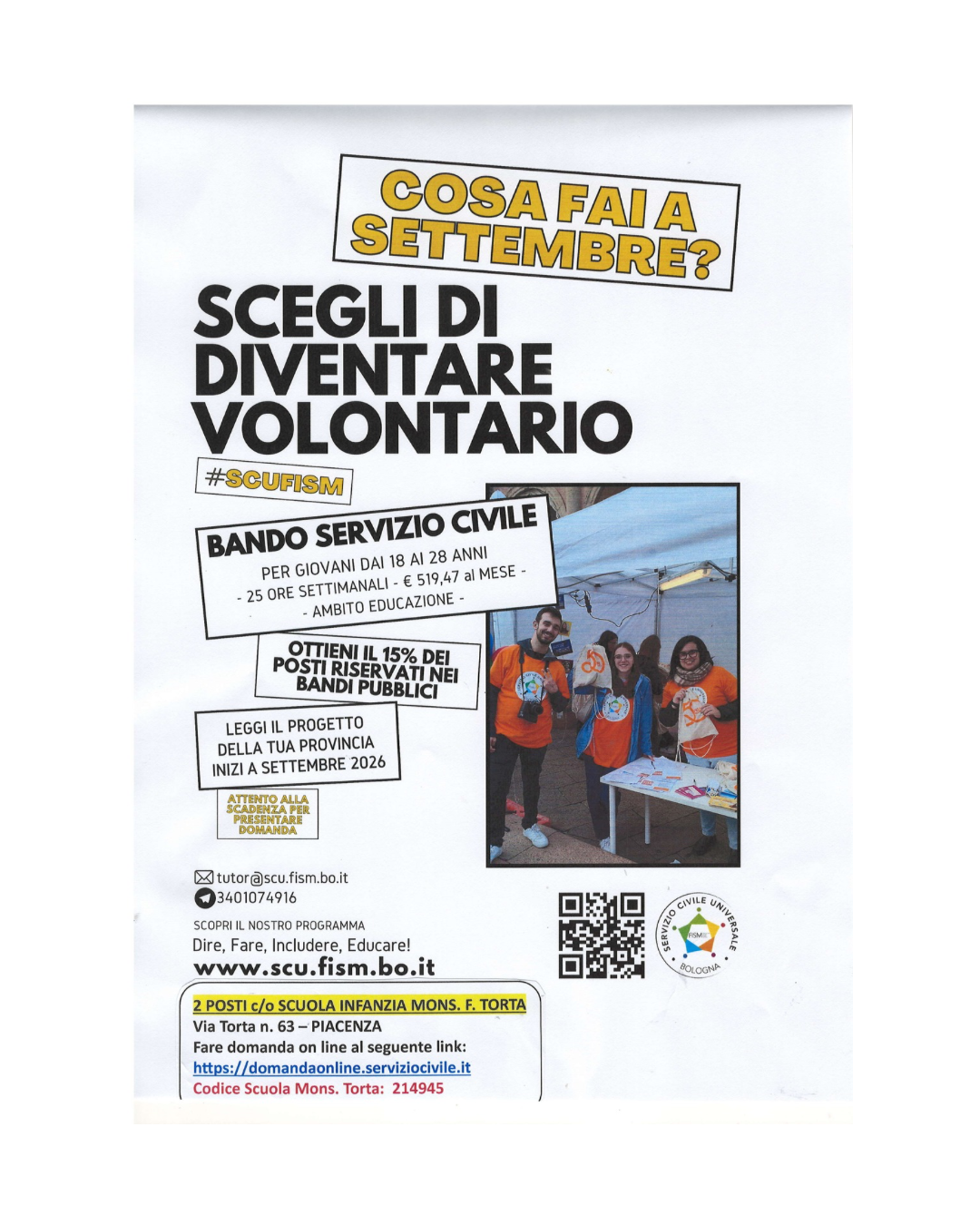 SCEGLI DI FARE IL SERVIZIO CIVILE NELLA NOSTRA SCUOLA